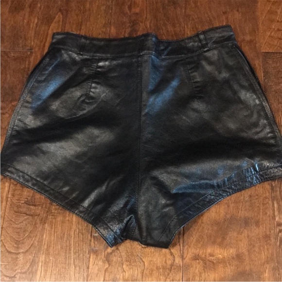J. Park Collection high rise black leather side zip shorts, size 25 waist! - Picture 2 of 5